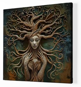 Obraz na plátně - Strom života Žena v silných větvích FeelHappy.cz Velikost obrazu: 40 x 40 cm