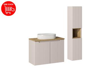 Comad Set koupelnového nábytku Nova Cashmere 80 kašmír/dub evoke (5 kusů nábytku)