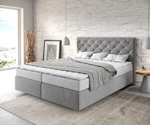 DELIFE Boxspring postel Dream-Great 160x200 cm mikrovlákno šedá s matrací a topperem