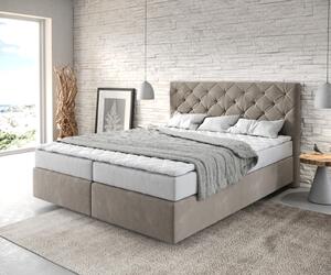 DELIFE Boxspring postel Dream-Great 160x200 cm mikrovlákno béžová s matrací a topperem