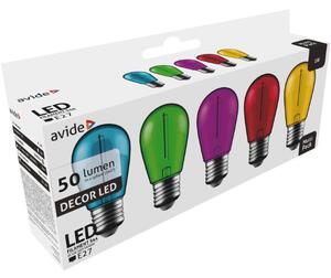 Sada retro barevných LED žárovek E27 1W 50lm - tyrkysová, zelená, fialová, červená, žlutá
