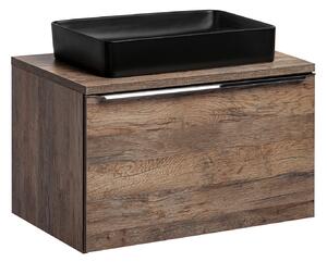 Comad Koupelnová skříňka s deskovým umyvadlem Santa Fe Oak 80 černá/dub vintage