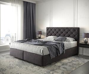 DELIFE Boxspring postel Dream-Great 160x200 cm mikrovlákno černá s matrací a topperem