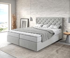 DELIFE Boxspring postel Dream-Great 160x200 cm mikrovlákno stříbrně šedá s matrací a topperem