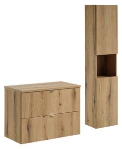 Comad Set koupelnového nábytku Nova Oak 80 coast evoke oak (2 šuplíky) (3 kusy nábytku)