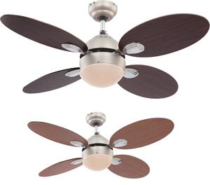 Globo 0318 WADE - Stropní ventilátor s osvětlením v dekoru dřeva , 1xE27 (Ventilátor na strop se zpětným chodem)