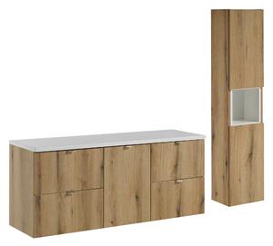 Comad Set koupelnového nábytku Nova Oak 140 dub evoke/bílá mat (4 šuplíky) (6 kusů nábytku)