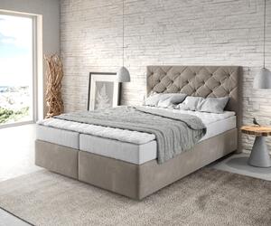 DELIFE Boxspring postel Dream-Great 140x200 cm mikrovlákno béžová s matrací a topperem