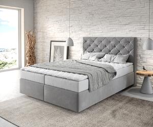 DELIFE Boxspring postel Dream-Great 140x200 cm mikrovlákno šedá s matrací a topperem