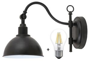 Rabalux 2273 MARC - Retro nástěnná lampa s kabelem a vypínačem + Dárek LED žárovka (Černá nástěnná lampa, naklápěcí stínidlo, s kabelem do zásuvky a vypínačem)