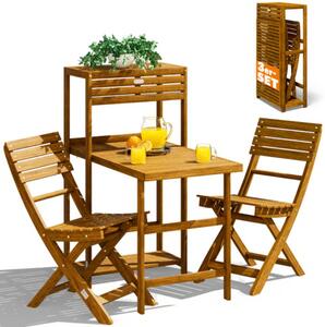 Balkonový set PATIO, 3dílný, přírodní dřevo Casaria