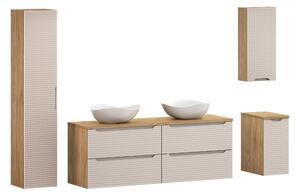 Comad Set koupelnového nábytku Luxor Beige 160 béžová/olejovaný dub (9 kusů nábytku)