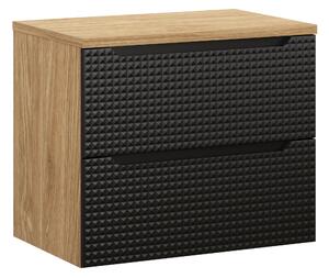 Comad Koupelnová skříňka pod deskové umyvadlo Luxor Black 70 cm černá mat/olejovaný dub