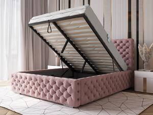 Čalouněná postel s úložným prostorem 180x200 PRO line 15 Růžový Velvet