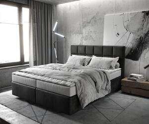 DELIFE Boxspring postel Dream-Fine 160x200 cm mikrovlákno antracitová vintage s matrací a topperem