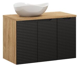 Comad Set koupelnového nábytku Luxor Black 90 černá mat/olejovaný dub (4 kusy nábytku)