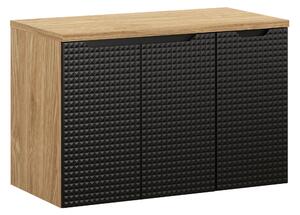 Comad Set koupelnového nábytku Luxor Black 90 černá mat/olejovaný dub (3 kusy nábytku)