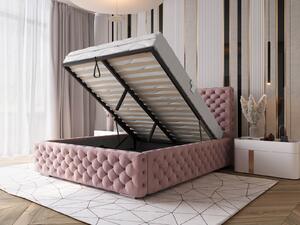 Čalouněná postel s úložným prostorem 140x200 PRO line 15 Růžový Velvet