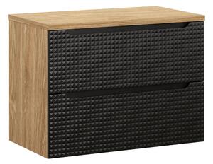 Comad Koupelnová skříňka pod deskové umyvadlo Luxor Black 80 černá mat/olejovaný dub