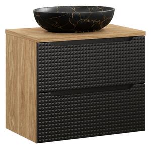 Comad Koupelnová skříňka s deskovým umyvadlem Luxor Black 70 cm černá mat/olejovaný dub