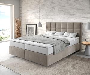 DELIFE Boxspring postel Dream-Fine 160x200 cm mikrovlákno béžová s matrací a topperem