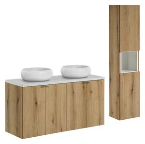 Comad Set koupelnového nábytku Nova Oak 120 dub coast evoke/bílá mat (7 kusů nábytku)