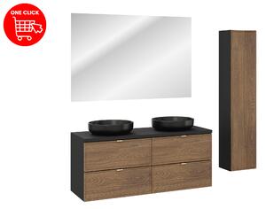 Comad Set koupelnového nábytku Talia Casella 120 černá mat/dub casella (7 kusů nábytku)