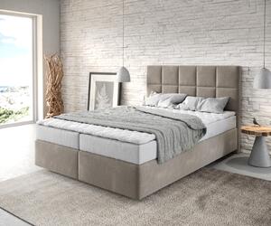 DELIFE Boxspring postel Dream-Fine 140x200 cm mikrovlákno béžová s matrací a topperem