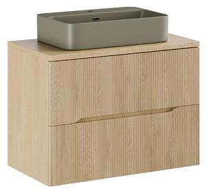 Comad Koupelnová skříňka s deskovým umyvadlem Nordic Cremona 80 dub cremona/zelená mat