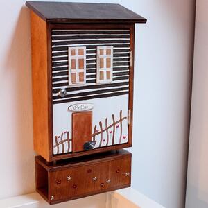 Dřevěná poštovní schránka ROUBENKA - malá schránka s malovanou stříškou