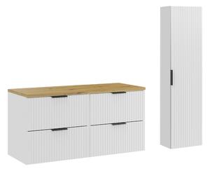 Comad Set koupelnového nábytku Adel White 120 bílá mat/artisan dub (4 kusy nábytku)