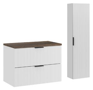 Comad Set koupelnového nábytku Adel White 80 bílá mat/dub santa fe (3 kusy nábytku)