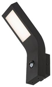 Rabalux 7911 SALDUS - Nástěnné LED venkovní svítidlo v černé barvě s čidlem pohybu, LED 9W, 3000K, IP44 (LED venkovní úsporné svítidlo na zeď v černé barvě s pohybovým senzorem)