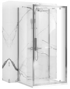 Rea Rapid Swing, 3-stěnová sprchová kabina 90 (dveře) x 80(stěna) x 80(stěna) x 195 cm, 6mm čiré sklo, chromový profil, KPL-09118