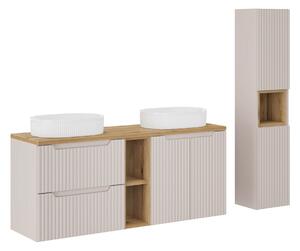 Comad Set koupelnového nábytku Nova Cashmere 140 kašmír/dub evoke (2 dvířka, 2 šuplíky) (8 kusů nábytku)
