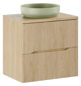 Comad Koupelnová skříňka s deskovým umyvadlem Nordic Cremona 60 dub cremona/zelená mat