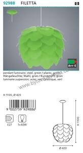 Eglo 92988 FILETTA - Zelený závěsný lustr (Závěsný lustr se zeleným plastovým stínidlem)