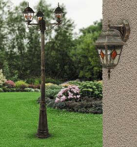 Rabalux 8186 MONACO - Zahradní trojramenná lampa v antické zlaté barvě, 3 x E27, IP43, 195cm (Venkovní stojací lampa IP43)