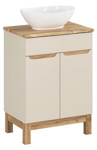 Comad Koupelnová skříňka s deskovým umyvadlem Bali Cashmere 60 kašmír/dub wotan
