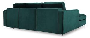 Zelená Rozkládací sametová pohovka s úložným prostorem Romeo levý roh 240 × 175 × 96 cm MILO CASA