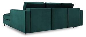 Zelená Rozkládací sametová pohovka s úložným prostorem Romeo pravý roh 240 × 175 × 96 cm MILO CASA
