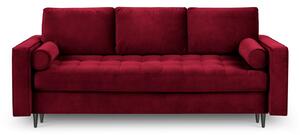 Červená Rozkládací sametová pohovka s úložným prostorem Romeo 225 × 100 × 96 cm MILO CASA