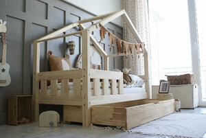 Domečková postel HouseBed Maxi Plus Velikost spací plochy: 120x60, Barva: přírodní dřevo