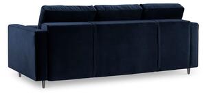 Modrá Rozkládací sametová pohovka s úložným prostorem Romeo 225 × 100 × 96 cm MILO CASA