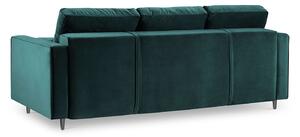 Zelená Rozkládací sametová pohovka s úložným prostorem Romeo 225 × 100 × 96 cm MILO CASA