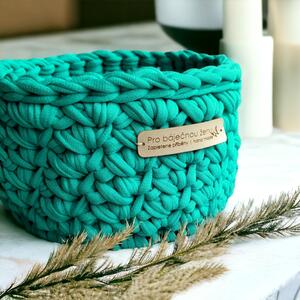 Kruhový háčkovaný košíček Pro báječnou ženu / studené barvy Název: Fresh Olive