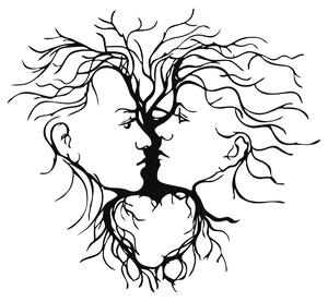 Wallity Nástěnná kovová dekorace MAN & WOMAN černá