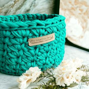 Kruhový háčkovaný košík Pro báječnou ženu / studené barvy Název: Tiffany