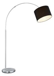 Trio 461100102 HOTEL - Velká oblouková lampa do obýváku 1 x E27, 215cm výška (Moderní lampa s černým textilním stínidlem)