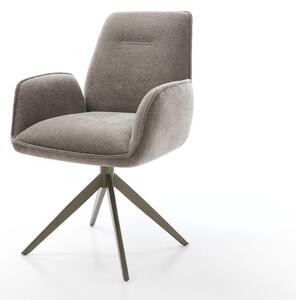 DELIFE Jídelní židle Zoa-Flex strukturální látka měkký taupe křížová podnož široká titanová barva 360° otočný houpací funkce taštičkové pružiny